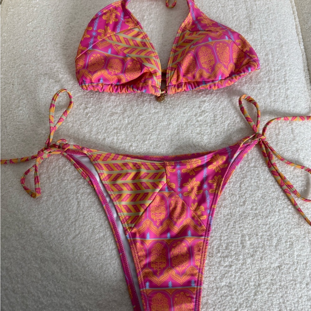 Vibrant Pink and Orange Bikini Set